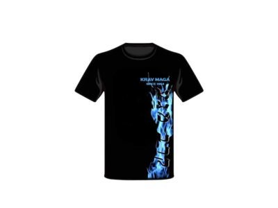 KRAV MAGA T-SHIRT BLUE FIRE HEBREW
